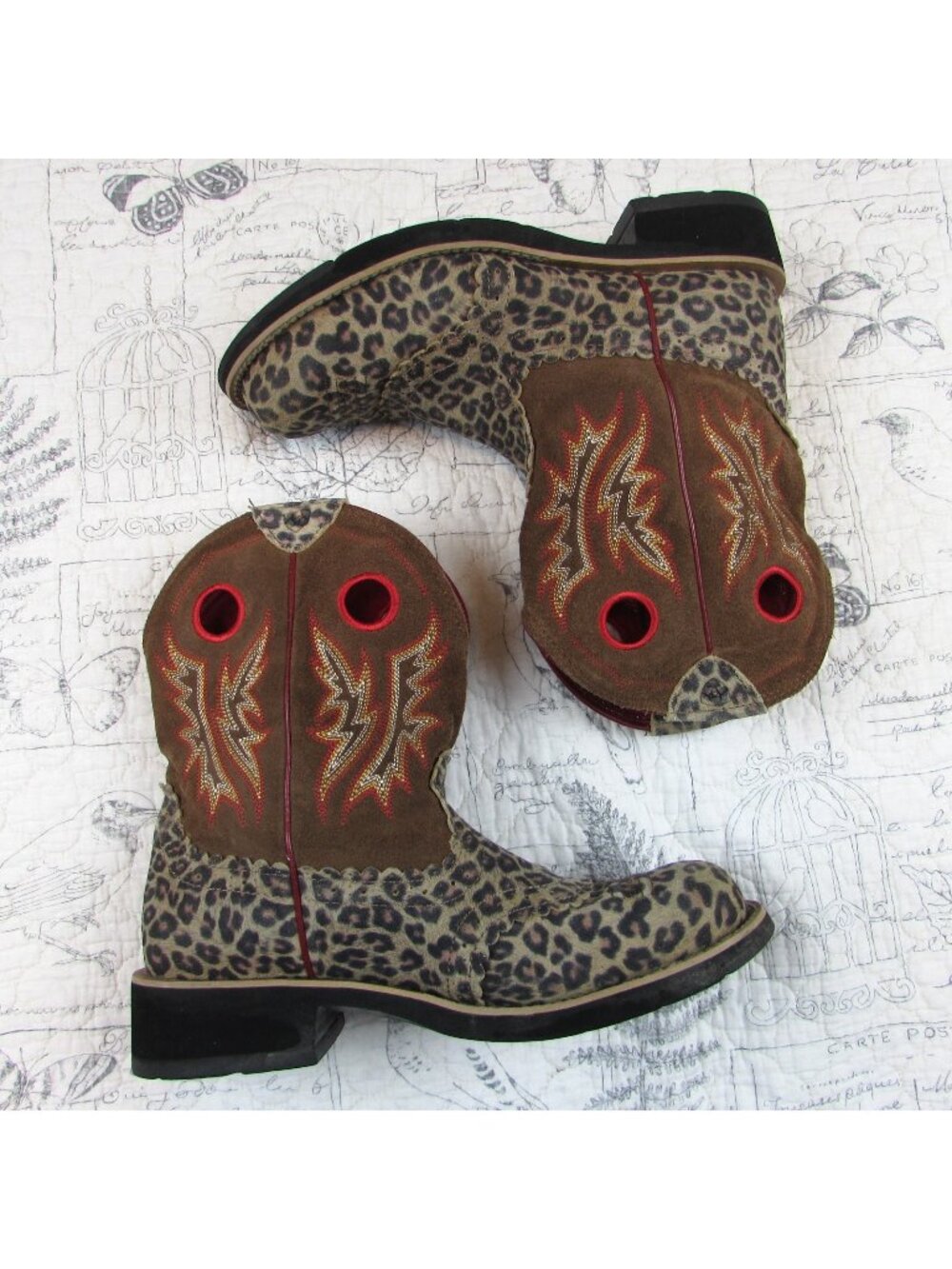 Ariat Fatbaby animal  Women cowgirl  Turquoise Western leather ankle boots 10 B